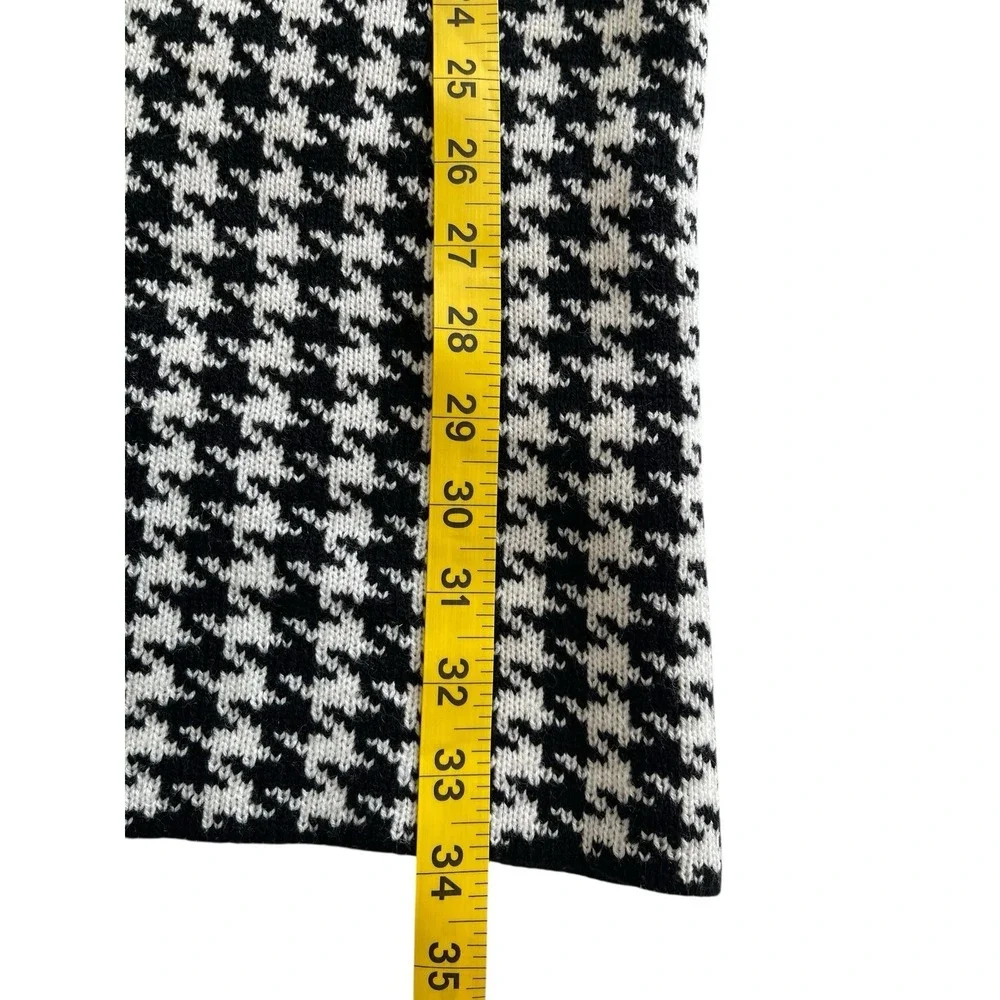 Women's Hounds Tooth Longline Coatagin Cardigan Zip Front Preppy Classic Size XL